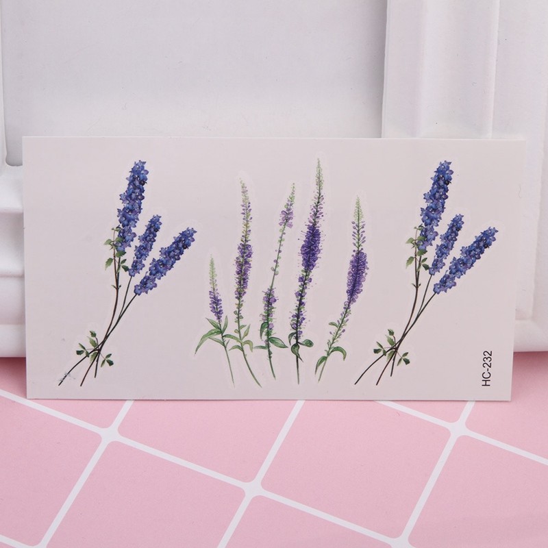 Détails Sur 5pcs Fleur Imperméable Tatouage Temporaire Autocollant Lotus Lavande Femme Que