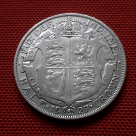 Scarcer 1927 SILVER HALF CROWN coin