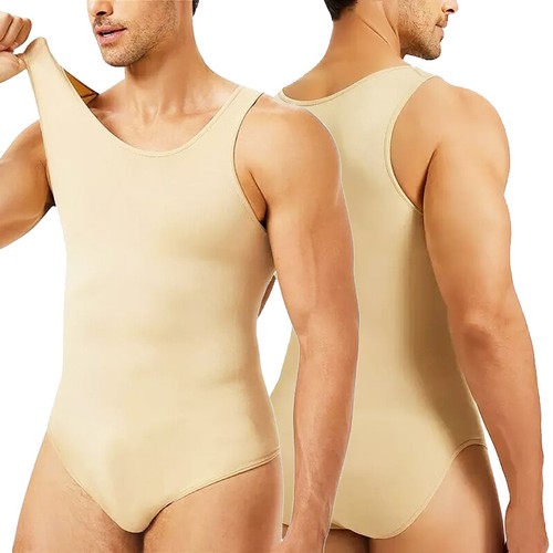 Mens Full Body Shaper Tummy Control Underwear High Compression Bodysuit Trainer