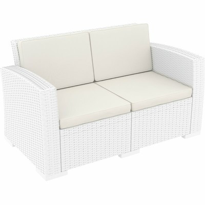 Compamia Monaco Outdoor Loveseat in White with Cushion