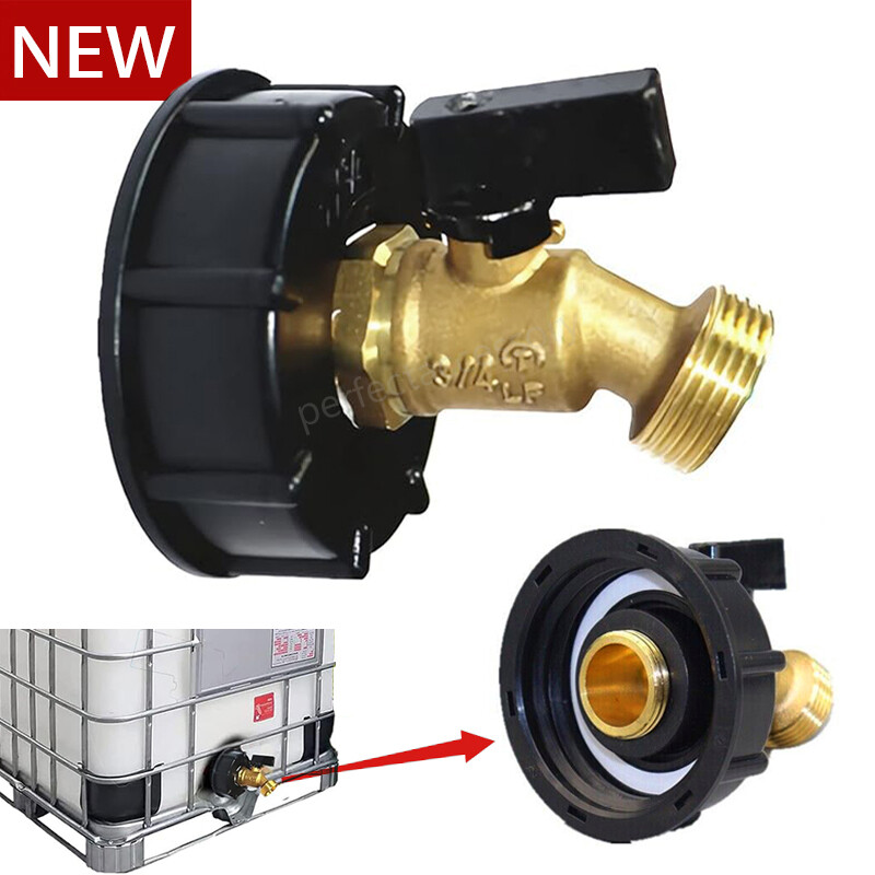 275 330 Gallon IBC Tote Water Tank Adapter 2" Brass Hose Faucet Valve Connector