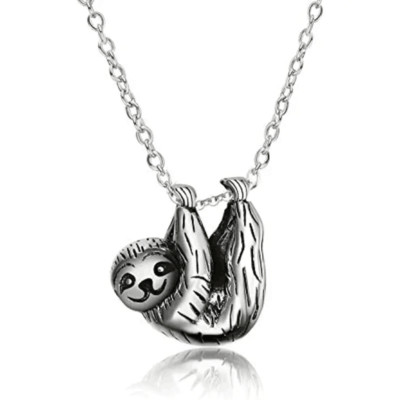 Silvery Sloth Exquisite Pendant Necklace Decorative Accessories Jewelry Gift