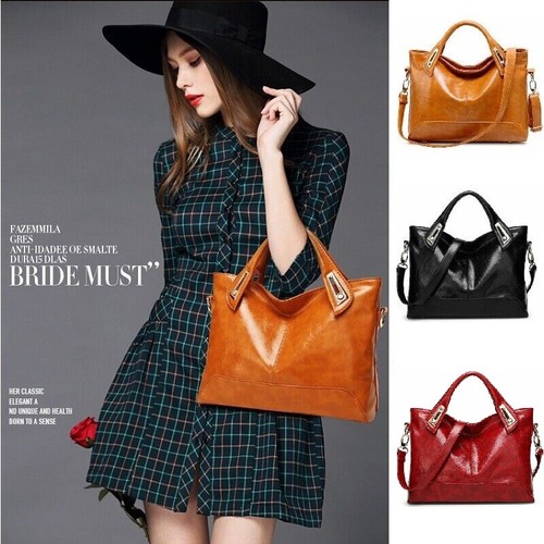 Women Soft Oiled Leather Handbag Messenger Shoulder Tote Bag Crossbody Satchel