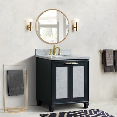 Trento Solid Wood Single Rectangle Sink Vanity in Dark Gray/White Carrara