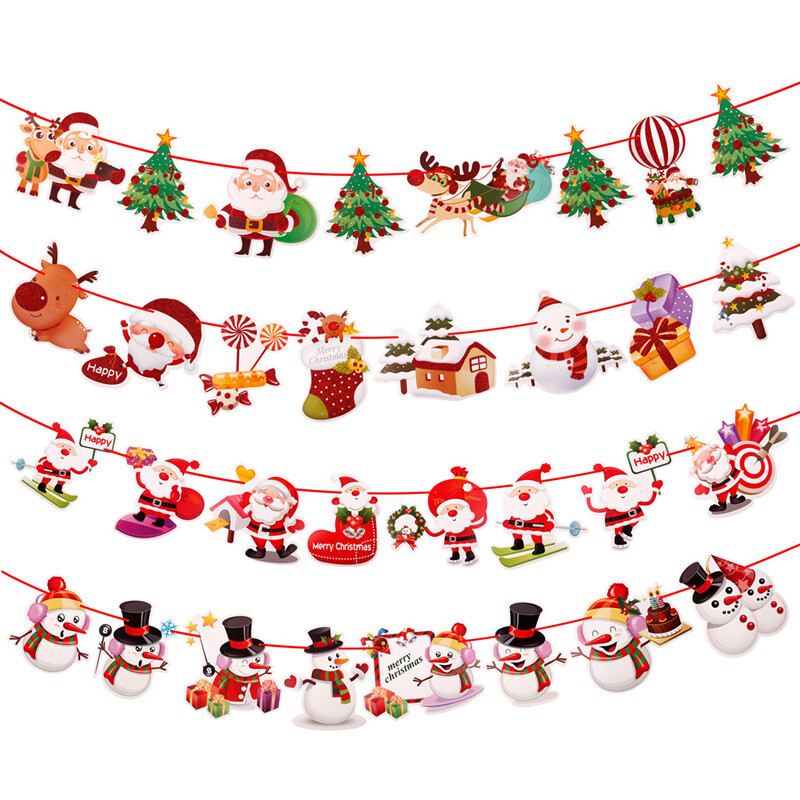 7pcs Christmas Party Hanging Decor Snowman Santa Claus Elk Sock