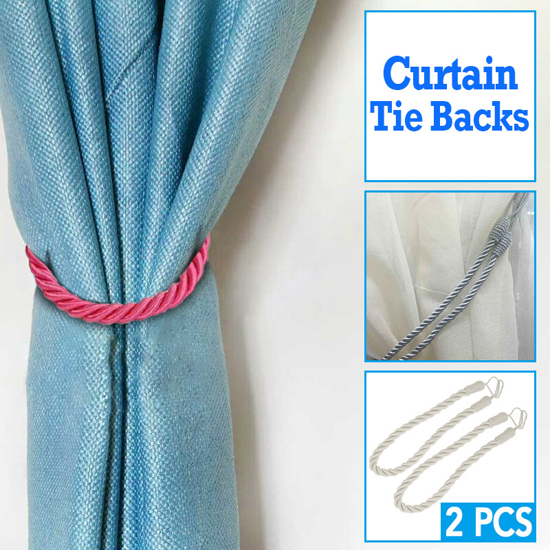 2x Twisted Plain Thick Satin Rope Modern Curtain Tie Backs