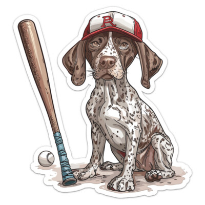 Baseball German Shorthaired Pointer Dog Vinyl Decal Car Bumper Sticker