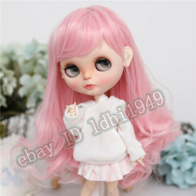 Only Wig 9-10 Blythe Doll Wig Long Light Pink Curly Hair