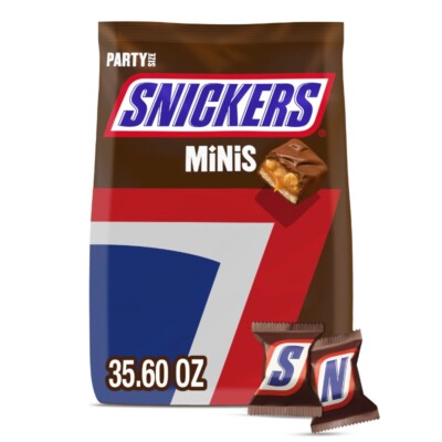 New Snickers Minis Size Chocolate Candy Bar Bulk Assortment - 35.6 oz Bag