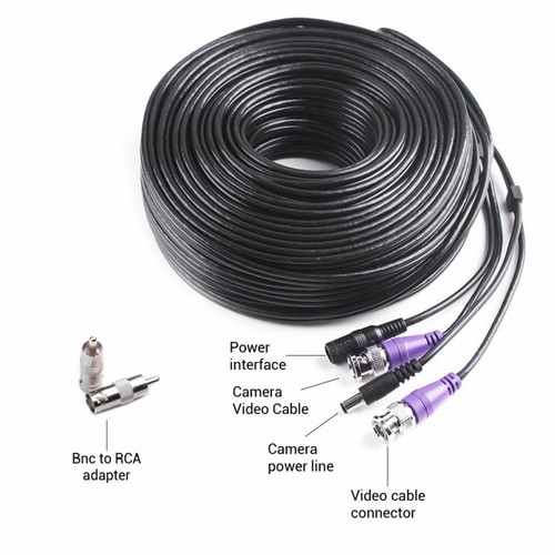 2x100ft Power Video Security Camera BNC CCTV Cable Wire Cord Extension Connector
