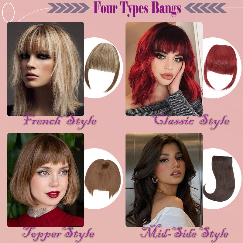 Neat Bangs Clip in on Fringe Hair Extensions Thick Thin As Human Front Hairpiece