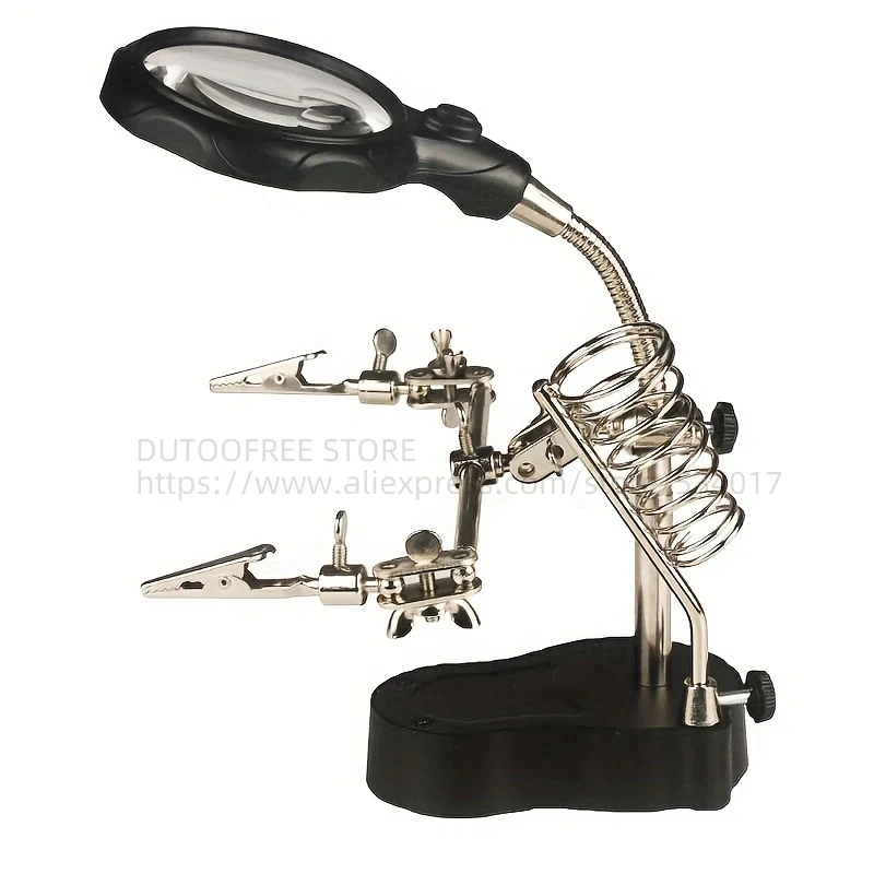 Desktop Magnifier LED Light Table Magnifier Glass Soldering Iron Station Stand W