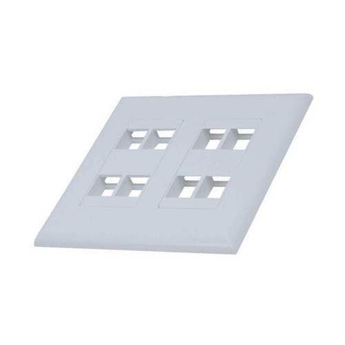 White 2-Gang Screwless Decora Wall Plate Cover with 4-Port Keystone Jack Insert