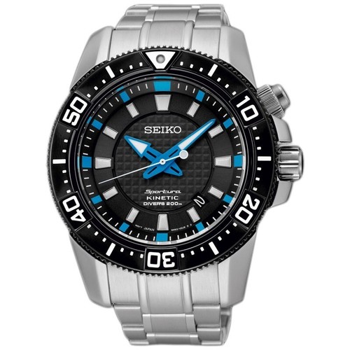 Pre-owned Seiko Sportura Ska561p1 Kinetic Watch Diver's 200m Steel Blue Silver Date