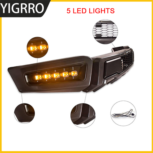 Front Bumper For 2009-2014 Ford F150 F-150 Steel Black Raptor Style W/LED Lights