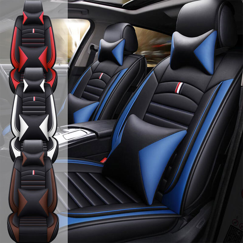 Deluxe Car Seat Covers 5 Seats Full Set Front & Rear Leather