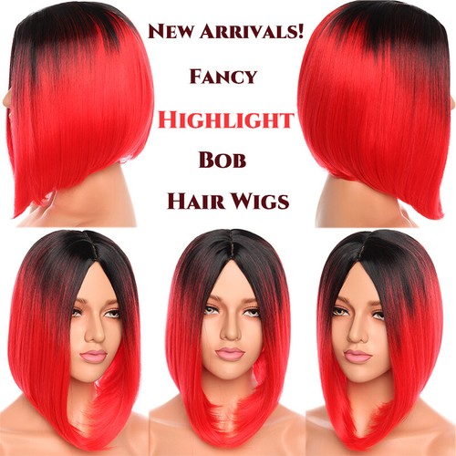 Lady Girl Bob Wig Women's Short Straight No Bangs Full Hair Wig Cosplay Party US