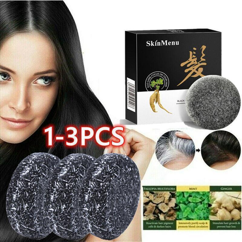 Organic Grey Reverse Shampoo Bar - Essence Hair Beard Darkening Shampoo Soap US
