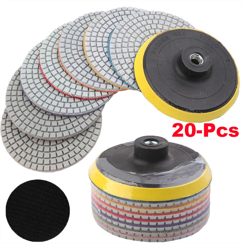 Diamond Polishing Pads 4 inch Wet/Dry Granite Stone Concrete Marble 20 Piece Set