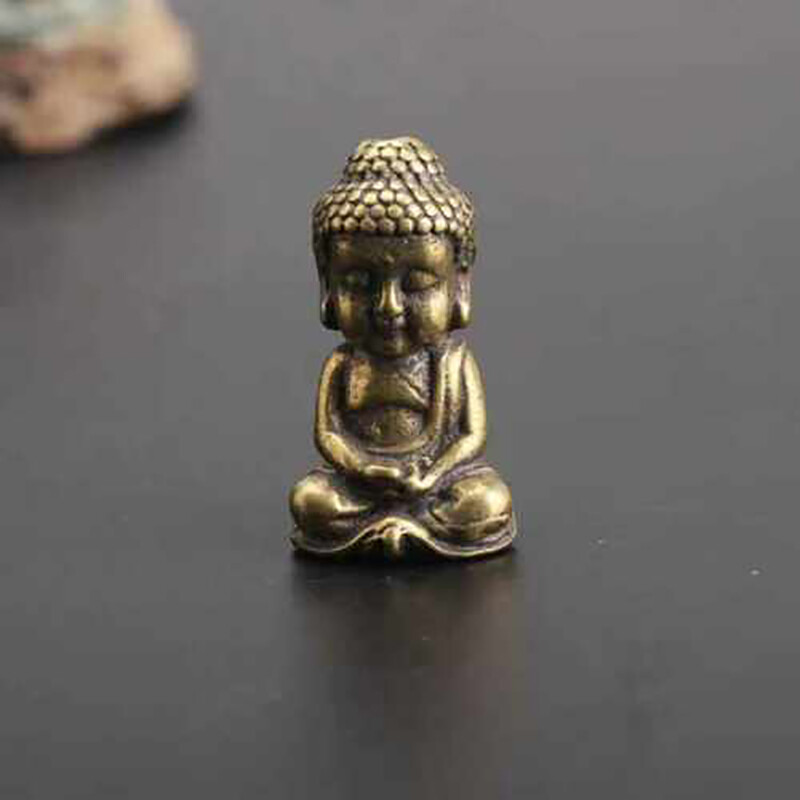 Small Buddha Monk Figurine Brass Figure Miniature Sculptures Ornament Cute Decor