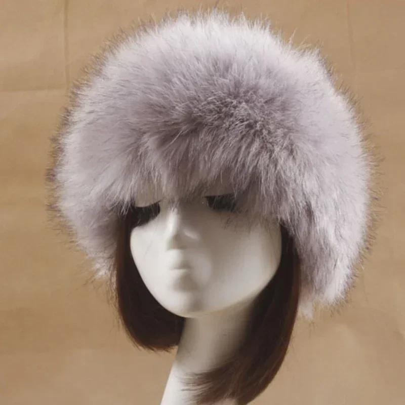 Womens Real Fox Fur Hat Russian Winter Warmer Ear Cap Ushanka Cossack Ski Black