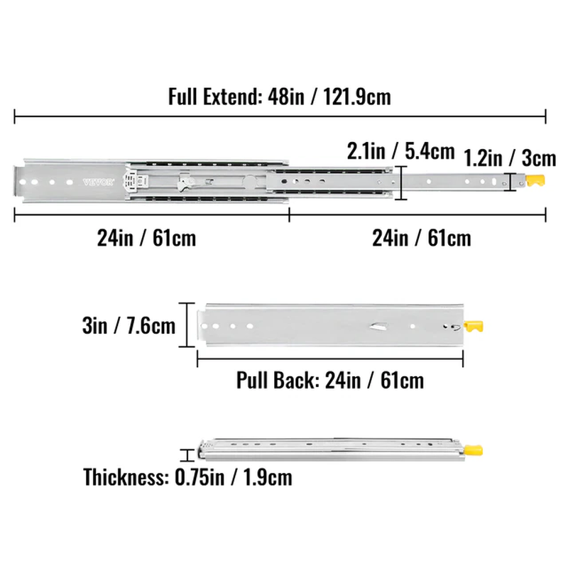 With Lock Drawer Slide Building & Hardware 20"/24"/36"/60"
