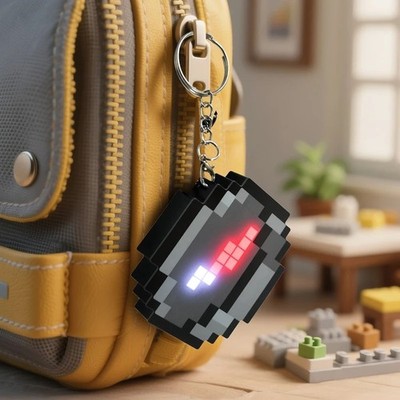 Pixel Compass Keychain LED Light USB Rechargeable Creative Game Peripheral Toys