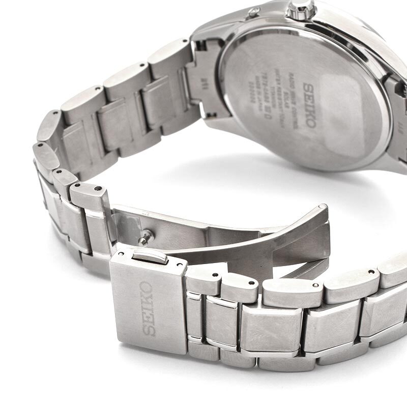 SEIKO SEIKO SELECTION SBTM337 TITANIUM RADIO SOLAR WATCH PEARL WHITE DIAL 39.5MM