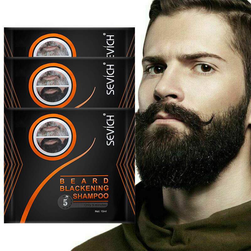 10pcs Mens Beard Dye Black Shampoo Instant Blackening Beard Mustache Tint Cream