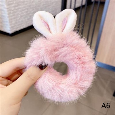 Elastic Hair Ring Rabbit Ear Hair Ring Plush Candy Color Hair Ring CB