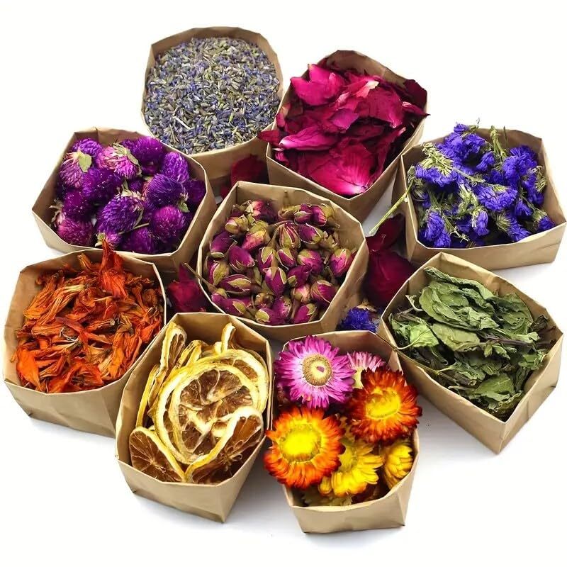 9 bags set dried flowers - candle making soap making