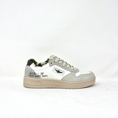 Мужская обувь Aeronautica Militare Sneakers SC235 White Green Military Pilot E20