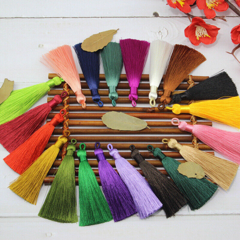 10pcs 8cm Ice Silk Earrings Tassel Trim Pendant Key Tassels