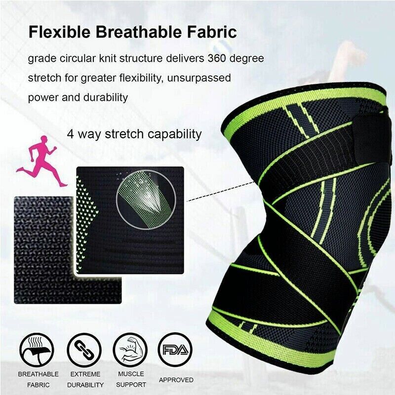 Knee Sleeve With Strap Compression Brace Support Gym Joint Pain Arthritis Relief