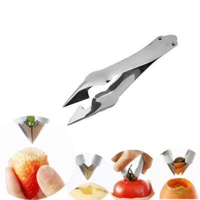 Strawberry Fruit Pineapple Corer Slicer Stainles Steel Kitchen Knife Gadget