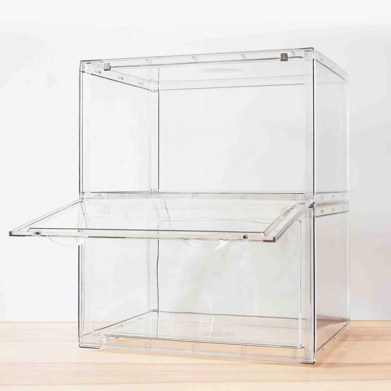 Plastic Storage Bins with Magnetic Lid Dustproof Book Cosmetic Display Cases