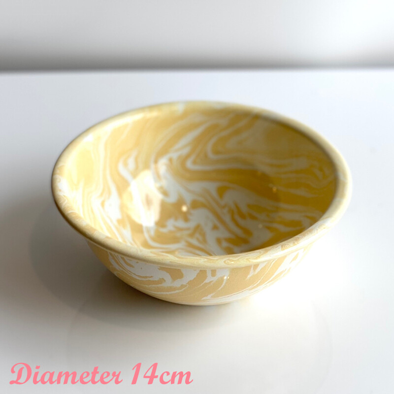 Enamel Retro Salad Plate Bowl Marble Simple Abstract Hand Painted Design Home
