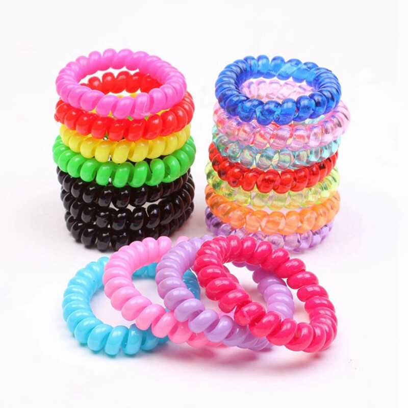 10pcs Plastic Spiral Coil Telephone Cord Wire Ties Scrunchies Ring