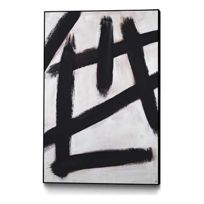 Giant Art Canvas  24x36 Ink Strokes Framed in Multi-Color