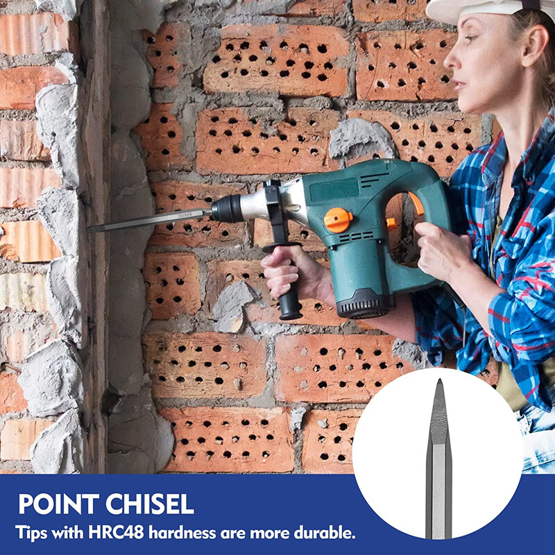 WORKPRO 17PC SDS-Plus Rotary Hammer Drill Bits and Chisel Set for Concrete Stone