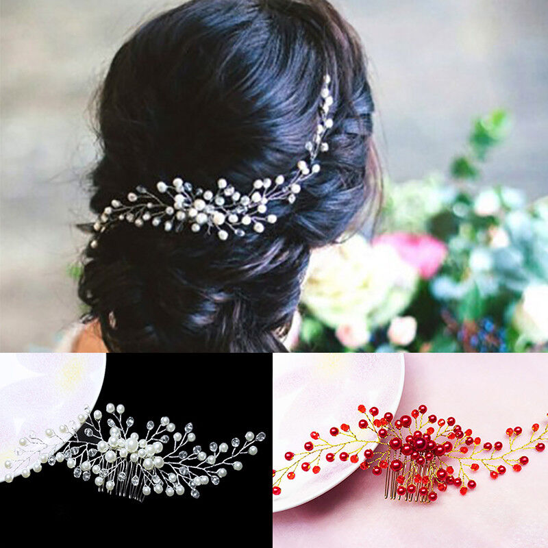 Pearl Crystal Wedding Hair Comb Women Bridal Flower Headpiece Hairpin Hair Combs