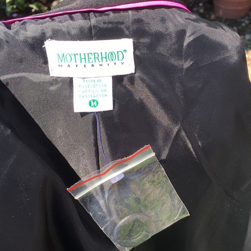 Motherhood Maternity Medium Raincoat Black Empire Waist Jacket Button Down NWT