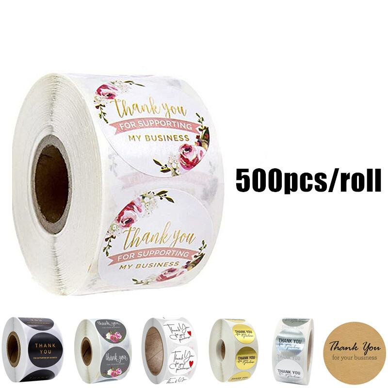 500pcs Thank You for Your Purchase Sticker Round Gift External Packing Decors UK