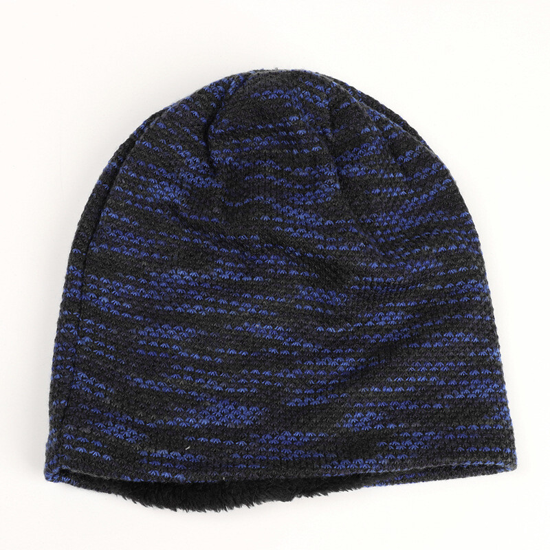 Men's Striped Ribbed Slouchy Knit Beanie Winter Hat Warm Work Soft Cap Toboggan