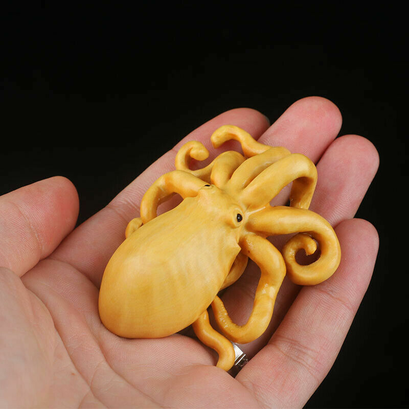 7*6*2.5 CM Carved Boxwood Carving Figurine - Octopus