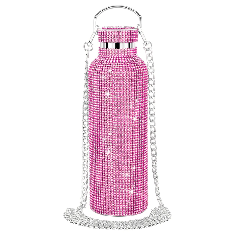 "Sparkle and Shine with our Pink and Blue Diamond Water Bottle - Portable Glitte