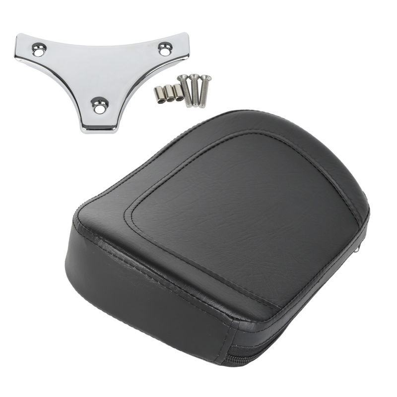 Black PU Leather Sissy Bar Backrest Pad Bracket Fit For Harley Touring