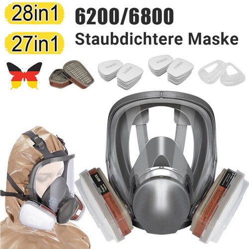 YMYNY 7 In 1 Schutzmaske Schutzmaske Lackiermaske Wiederverwendbar Mit Staubfilter Atemschutzgasmaske Mit Filter Fur Spritzlackieren Arbeit Chemikalien 89085825