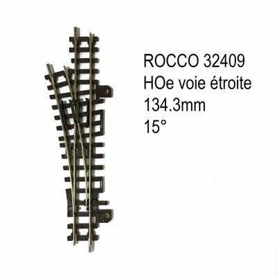 Rail aiguillage droit gauche 134.3mm 15 degrés manuel-HOe-1/87-ROCO