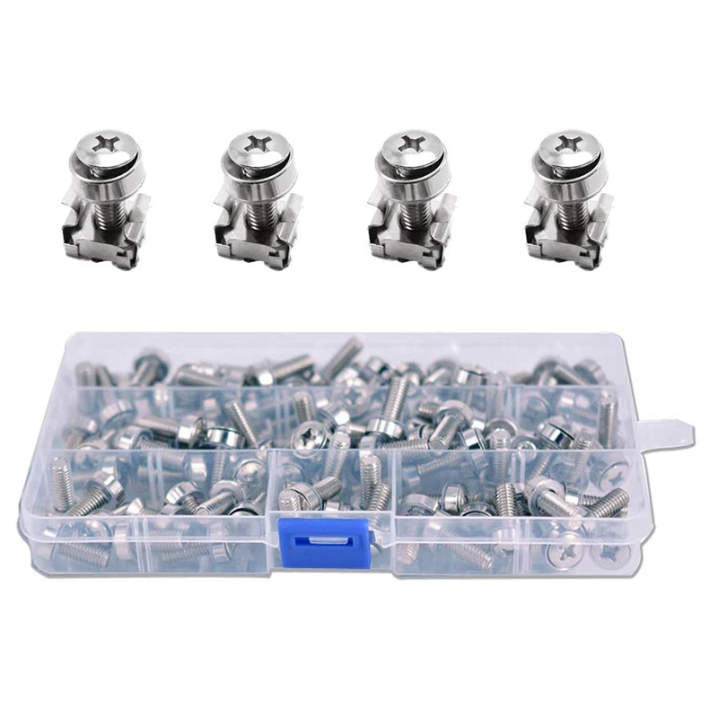 50 Sets M6 Cage Nuts Screws Washers for Server Rack Cabinet Square Hole Mount Ki
